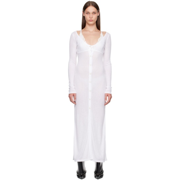  VAILLANT White Cardigan Midi Dress 231981F055005