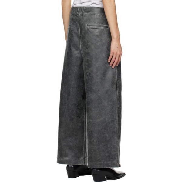  VAQUERA Gray Distressed Leather Pants 232999M189000