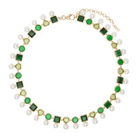 VEERT White & Gold The Green Pearl Shape Necklace 241999M145004