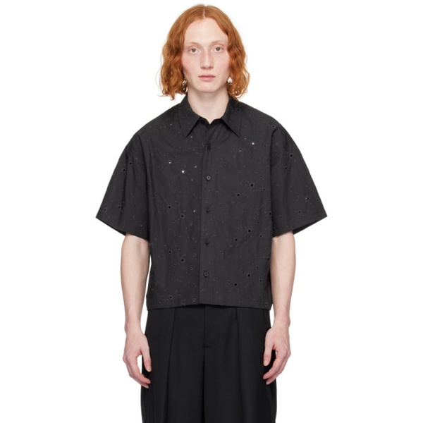  VEIN Black Tucked Shirt 241964M192001