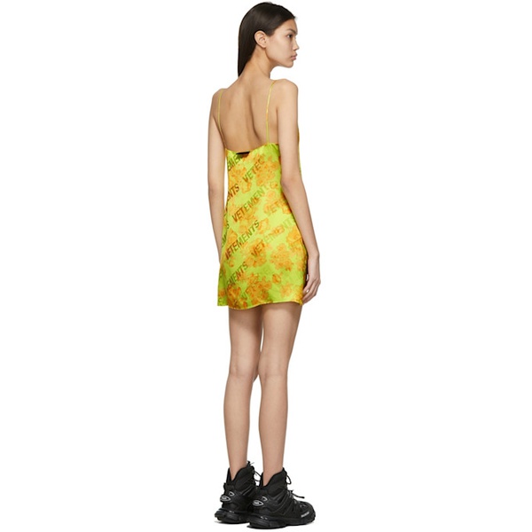  베트멍 VETEMENTS Yellow Acid Flower Slip Dress 221669F052007