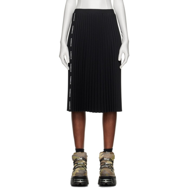  베트멍 VETEMENTS Black Pleated Midi Skirt 231669F092001