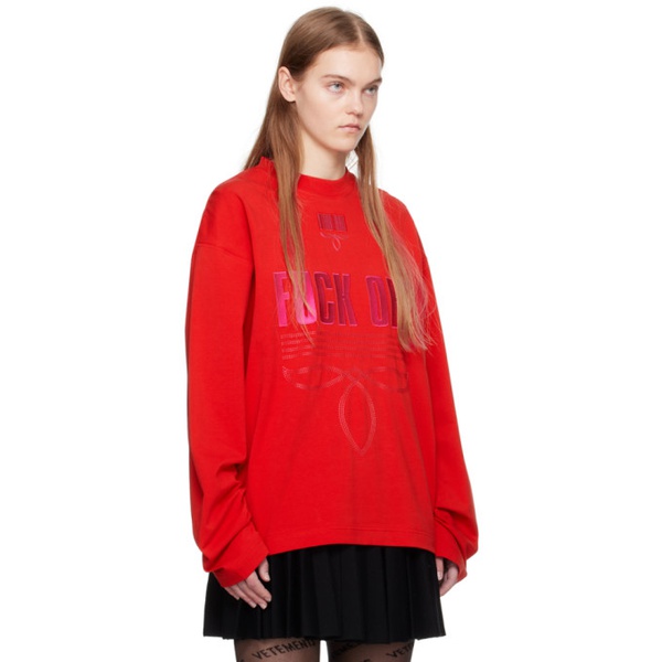  VTMNTS Red Embroidered Long Sleeve T-Shirt 241254F110009