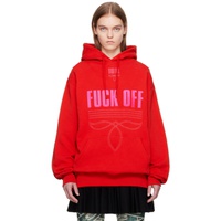 VTMNTS Red Embroidered Hoodie 241254F097006