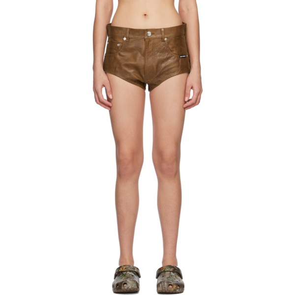  VTMNTS Brown Five-Pocket Leather Shorts 231254F088000