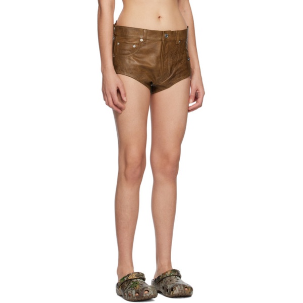  VTMNTS Brown Five-Pocket Leather Shorts 231254F088000