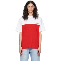 VTMNTS Red & White Colorblocked T-Shirt 231254M213012