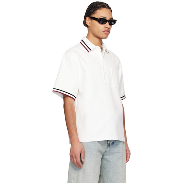 발렌티노 발렌티노 Valentino White Stripe Polo 241476M212000