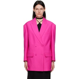 발렌티노 Valentino Pink Double-Breasted Blazer 222476F057000