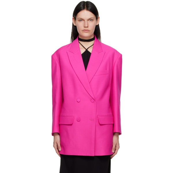 발렌티노 발렌티노 Valentino Pink Double-Breasted Blazer 222476F057000