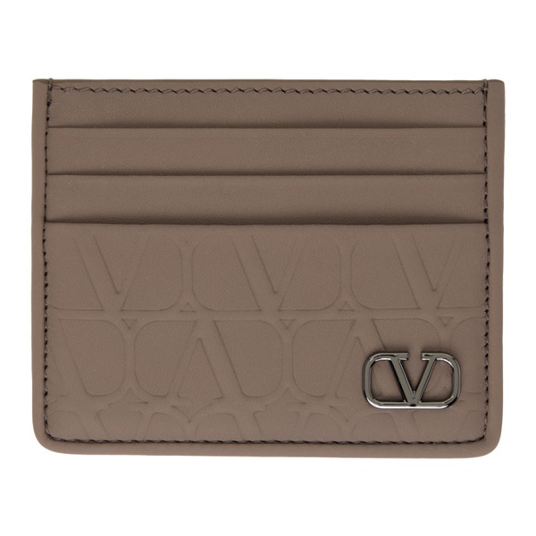  발렌티노 Valentino Garavani Taupe Embossed Card Holder 241807M163014