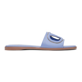 발렌티노 Valentino Garavani Blue VLogo Cutout Slides 241807F124003