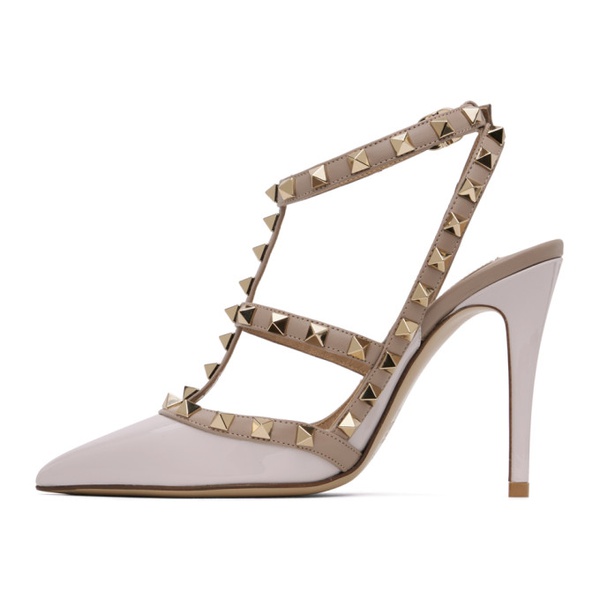  발렌티노 Valentino Garavani Purple & Beige Rockstud Caged 100mm Heels 241807F122020