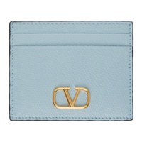 발렌티노 Valentino Garavani Blue VLogo Signature Grainy Calfskin Card Holder 242807F037002