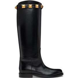 발렌티노 Valentino Garavani Black Roman Stud Boots 222807F115001