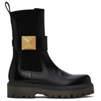 발렌티노 Valentino Garavani Black One Stud Beatle Ankle Boots 231807F113002