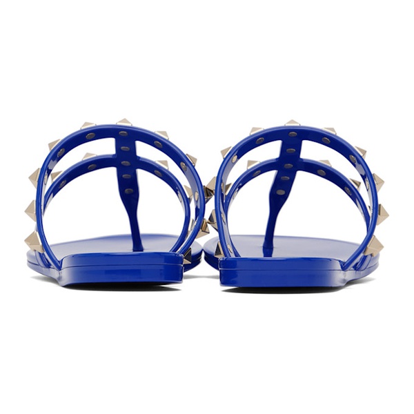  발렌티노 Valentino Garavani Blue Rockstud Rubber Flat Sandals 242807F124004