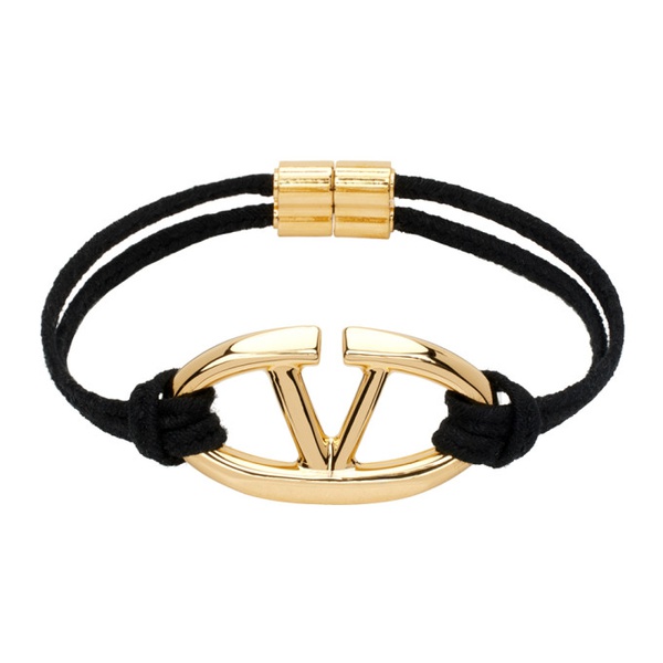  발렌티노 Valentino Garavani Black & Gold VLogo Signature Bracelet 242807M142011