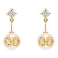 발렌티노 Valentino Garavani Gold VLogo Signature Pearl Earrings 242807F022002