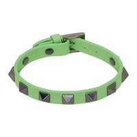 발렌티노 Valentino Garavani Green Rockstud Leather Bracelet 241807M142027