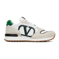 발렌티노 Valentino Garavani White & Beige VLogo Pace Low-Top Sneakers 242807M237015