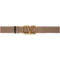 발렌티노 Valentino Garavani Beige & Black VLogo Signature Reversible Belt 242807F001000
