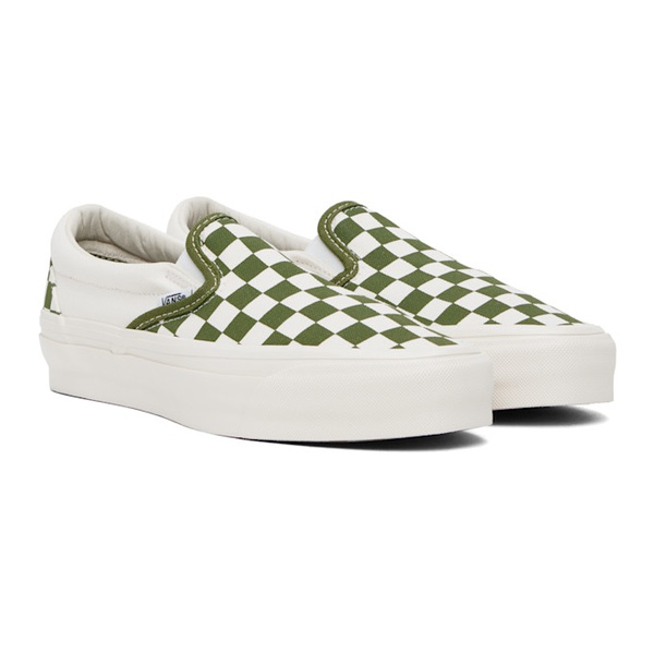 반스 반스 Vans Green Classic Slip-On Checkerboard Sneakers 242739M237013