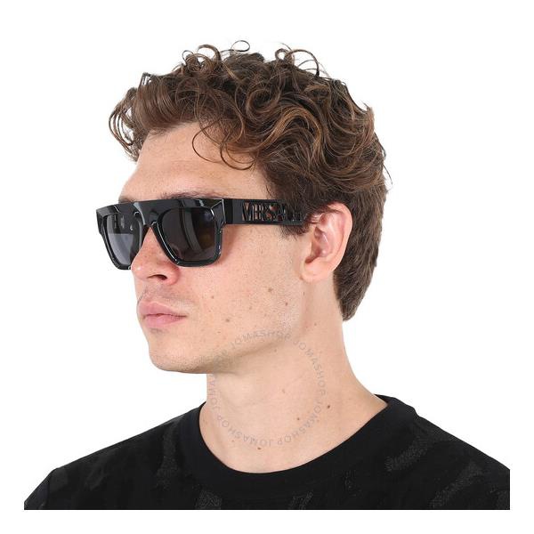 베르사체 베르사체 Versace Dark Gray Rectangular Mens Sunglasses VE4430U GB1/87 53