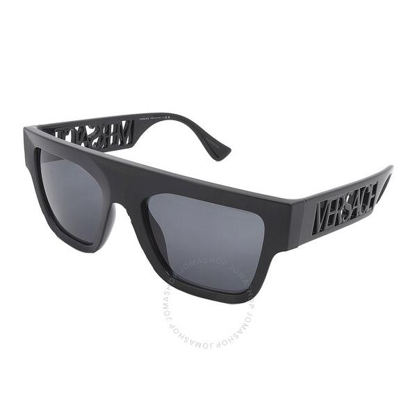 베르사체 베르사체 Versace Dark Gray Rectangular Mens Sunglasses VE4430U GB1/87 53