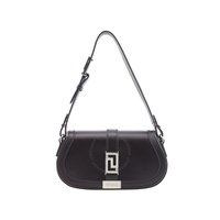 베르사체 Versace Black Smooth Leather Greca Goddess Mini Shoulder Bag 10109511A051341B00P