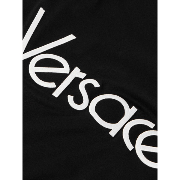베르사체 베르사체 VERSACE Logo-Embroidered Appliqued Cotton-Jersey T-Shirt 1647597335812149