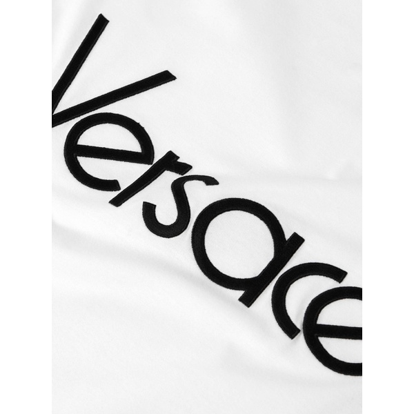 베르사체 베르사체 VERSACE Logo-Embroidered Cotton-Jersey T-Shirt 1647597335812160