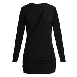 베르사체 Versace Ladies Black Short Draped Viscose Dress 10100431A01253-1B000
