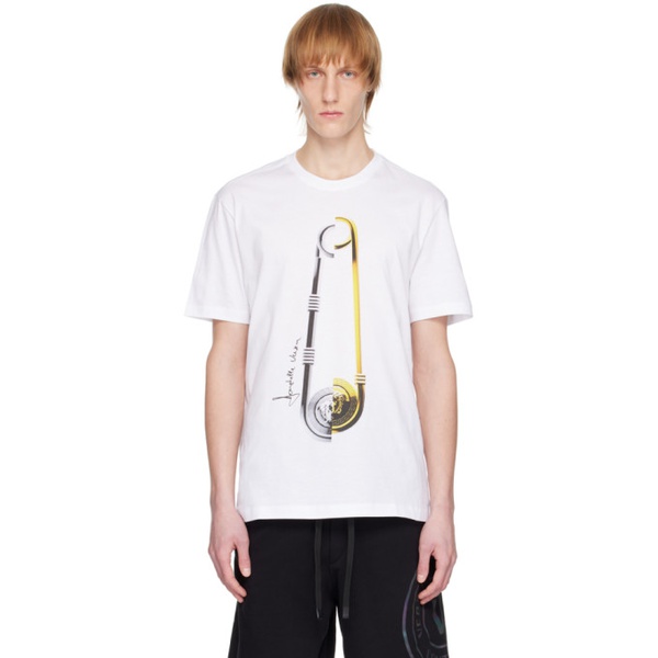 베르사체 베르사체 Versace White Safety Pin T-Shirt 231404M213032