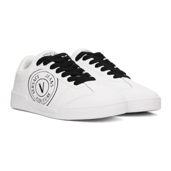 베르사체 베르사체 진 꾸뛰르 베르사체 Versace Jeans Couture White Brooklyn V-Emblem Sneakers 231202M237037