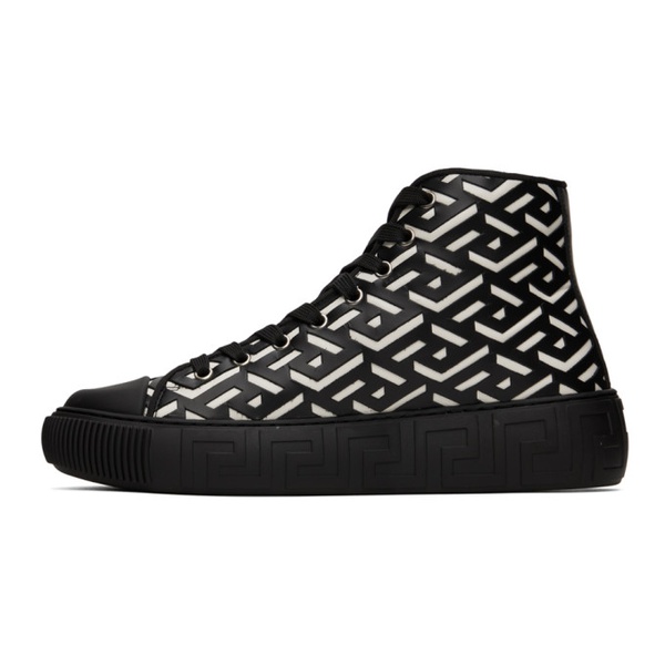 베르사체 베르사체 Versace Black & White La Greca Sneakers 222404M237003