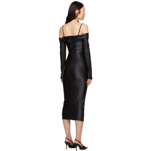 베르사체 베르사체 진 꾸뛰르 베르사체 Versace Jeans Couture Black Ruched Midi Dress 232202F054003