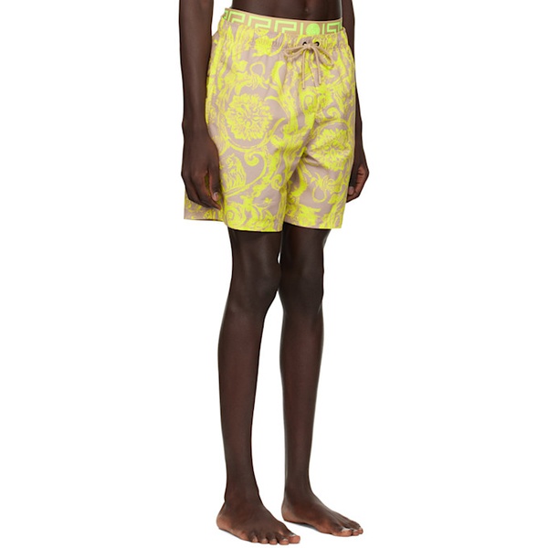베르사체 베르사체 언더웨어 베르사체 Versace Underwear Yellow Barocco Stencil Swim Shorts 241653M208030