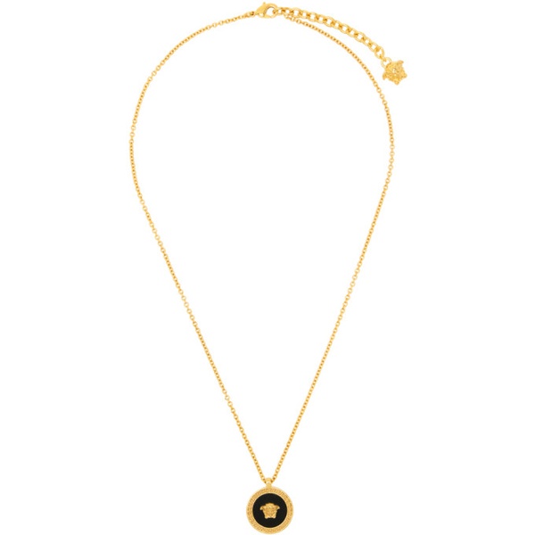 베르사체 베르사체 Versace Gold & Black Enamel Medusa Necklace 241404M145005