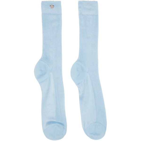 베르사체 베르사체 Versace Blue Ribbed Knit Socks 241404F076000