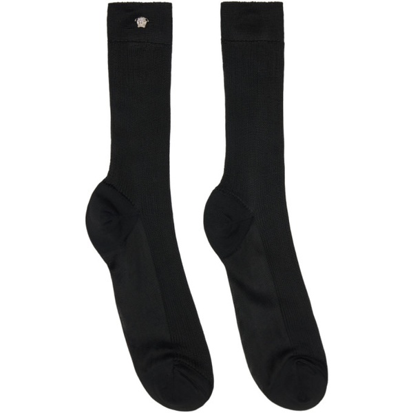 베르사체 베르사체 Versace Black Ribbed Knit Socks 241404F076002