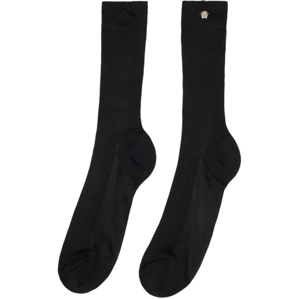베르사체 베르사체 Versace Black Ribbed Knit Socks 241404F076002
