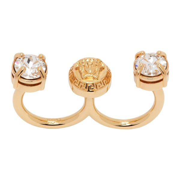 베르사체 베르사체 Versace Gold Crystal Medusa Round Cuff Ring 241404F024013