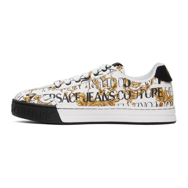 베르사체 베르사체 진 꾸뛰르 베르사체 Versace Jeans Couture White & Gold Court 88 Sneakers 241202M237004