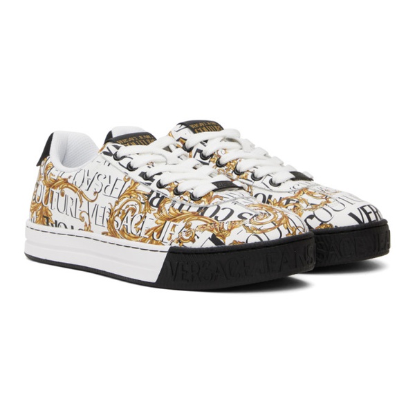 베르사체 베르사체 진 꾸뛰르 베르사체 Versace Jeans Couture White & Gold Court 88 Sneakers 241202M237004