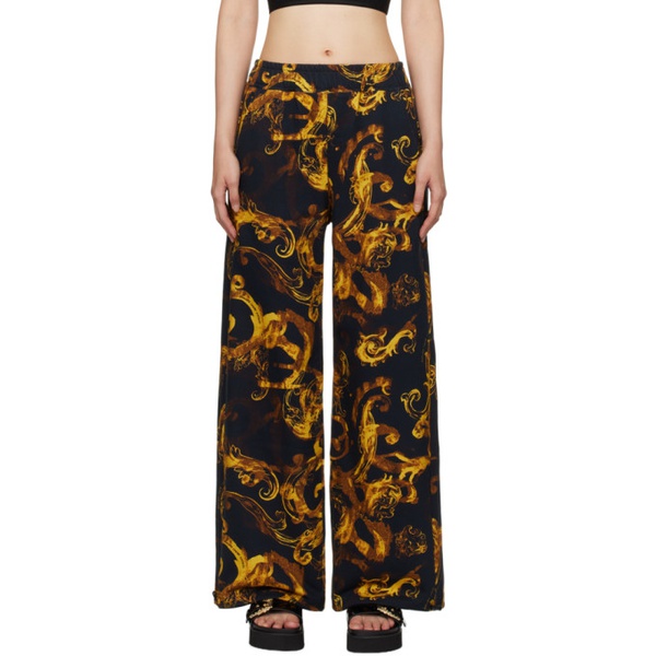 베르사체 베르사체 진 꾸뛰르 베르사체 Versace Jeans Couture Black Printed Lounge Pants 241202F086000