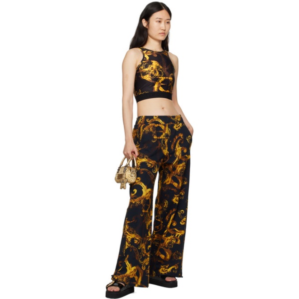 베르사체 베르사체 진 꾸뛰르 베르사체 Versace Jeans Couture Black Printed Lounge Pants 241202F086000