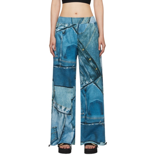 베르사체 베르사체 진 꾸뛰르 베르사체 Versace Jeans Couture Blue Trompe Loeil Lounge Pants 241202F086004
