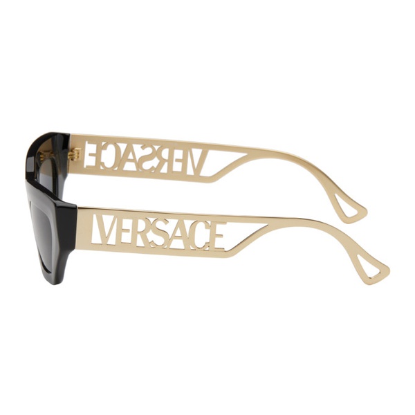 베르사체 베르사체 Versace Black & Gold Cutout Sunglasses 241404F005033