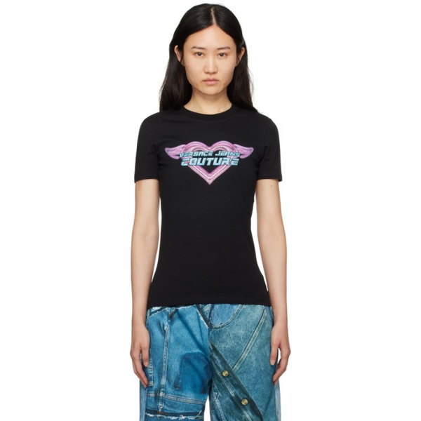 베르사체 베르사체 진 꾸뛰르 베르사체 Versace Jeans Couture Black Crystal T-Shirt 241202F110022